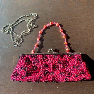 Nicole lee hot pink and black rose handbag